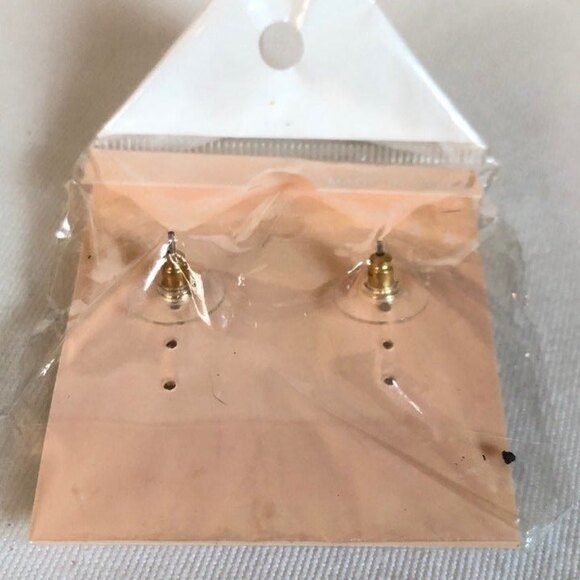 Palm Tree Earrings with Rhinestones Gold Tone NOC - Picture 3 of 5